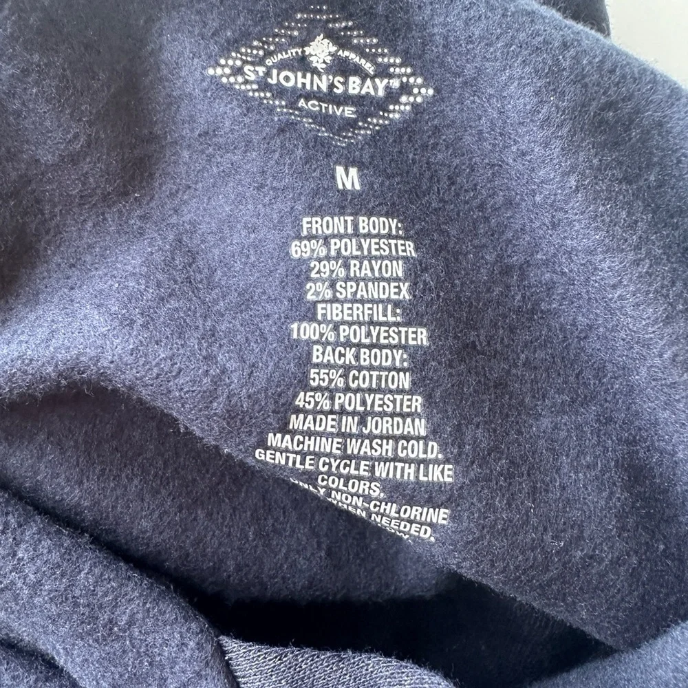 NWT St. John’s Bay Active Navy Blue Quilted Hoodie Pullover Sweatshirt Sz Large - Picture 2 of 5